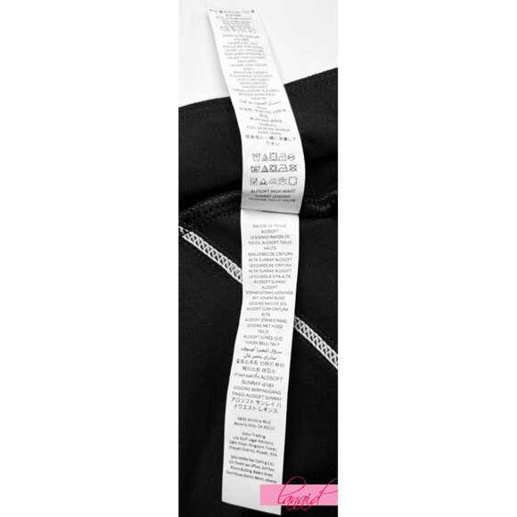 Alo Alosoft High-Waist Sunray Leggings Black White Hi-Rise Waisted Skinny Pants - Picture 14 of 15